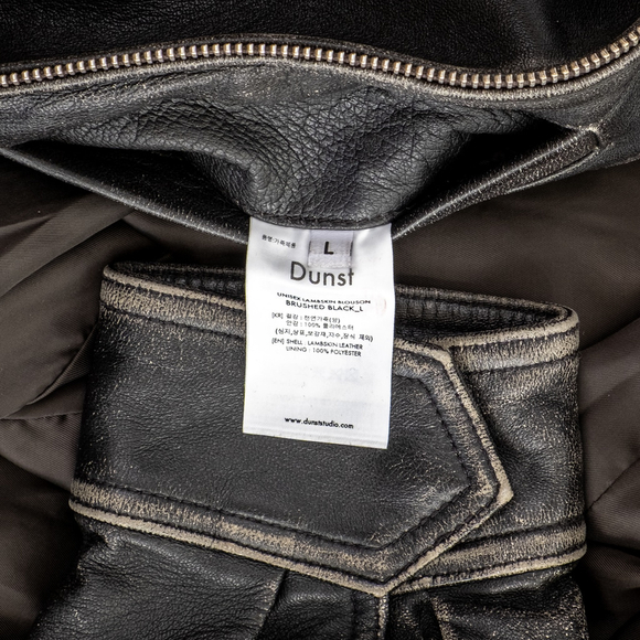 DUNST Blouson Lamb Leather Bomber Jacket Black Brushed Women's $600 - Size L - Picture 12 of 13